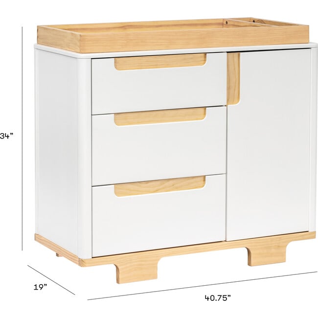 Yuzu 3-Drawer Changer Dresser, White And Natural - Changing Tables - 7