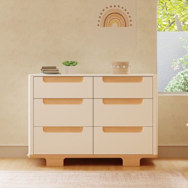 Yuzu 6-Drawer Dresser, White And Natural - Changing Tables - 3