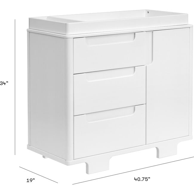 Yuzu 3-Drawer Changer Dresser, White - Changing Tables - 7