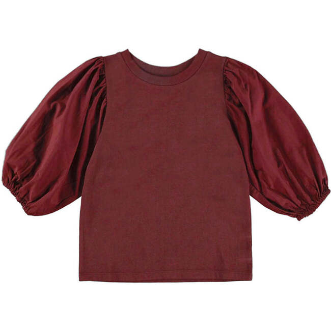 Kayla Ultimate Knit Round Neck Balloon Sleeve Top, Ruby