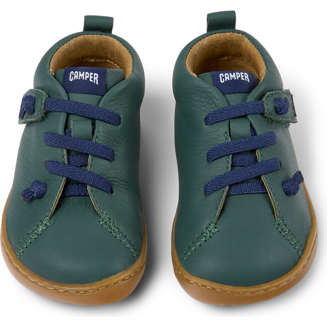 Peu Cami Hook-N-Loop Closure Leather Shoes, Dark Green