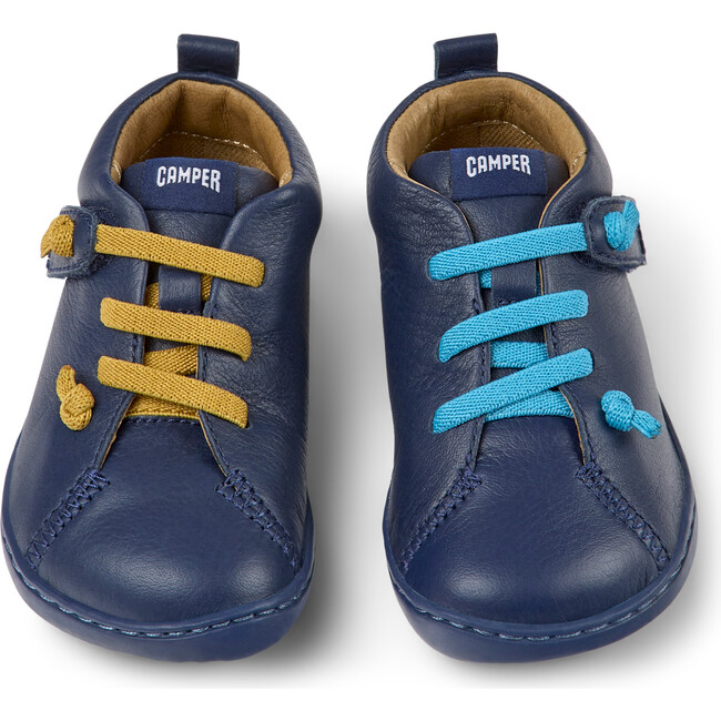 Peu Cami Twins Hook-N-Loop Closure Leather Shoes, Dark Blue - Sneakers - 1