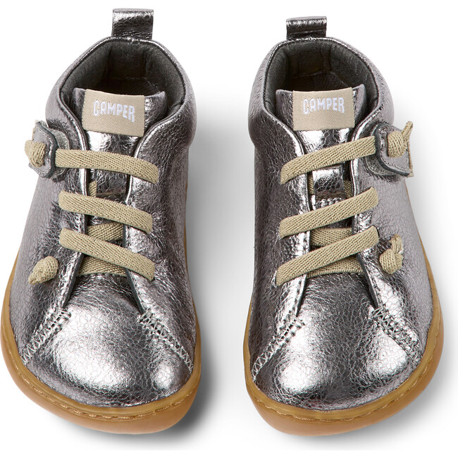 Peu Cami Hook-N-Loop Closure Leather Shoes, Metallic Grey