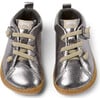 Peu Cami Hook-N-Loop Closure Leather Shoes, Metallic Grey - Sneakers - 1 - thumbnail