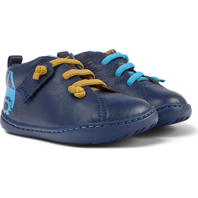 Peu Cami Twins Hook-N-Loop Closure Leather Shoes, Dark Blue - Sneakers - 2