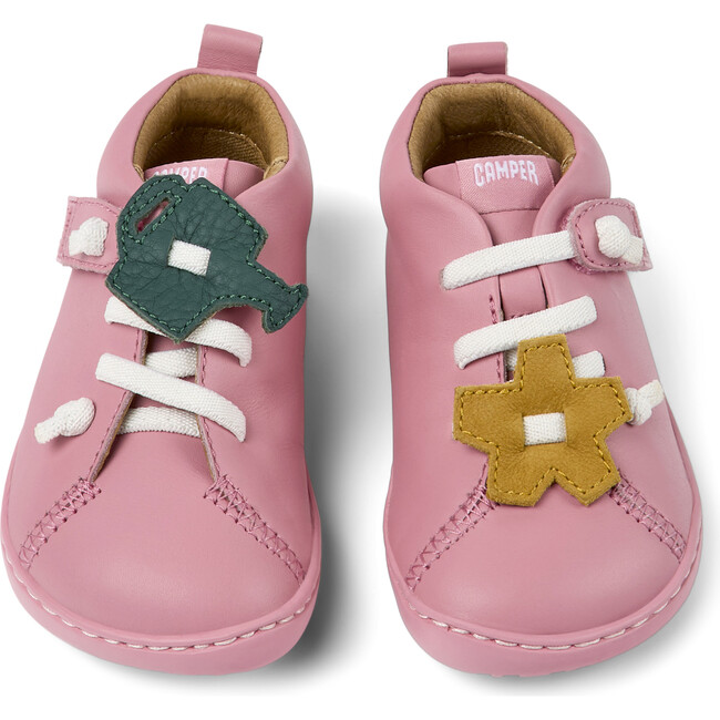 Peu Cami Twins Hook-N-Loop Closure Leather Shoes, Medium Pink