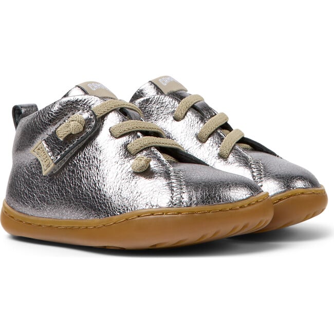 Peu Cami Hook-N-Loop Closure Leather Shoes, Metallic Grey - Sneakers - 2