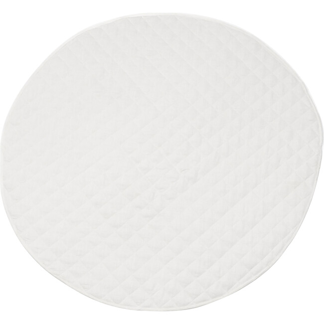 Linen Round Play Mat, White - Playmats - 1