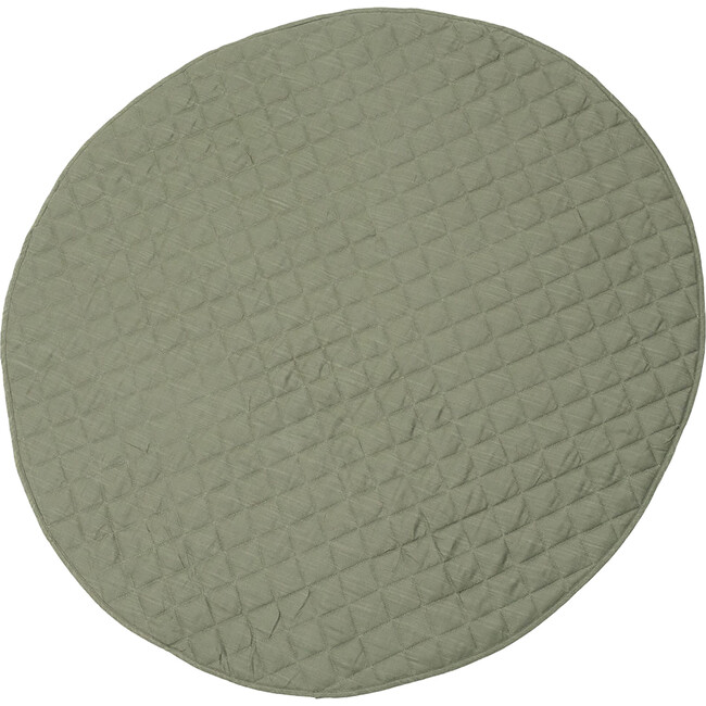 Linen Round Play Mat, Green - Playmats - 1