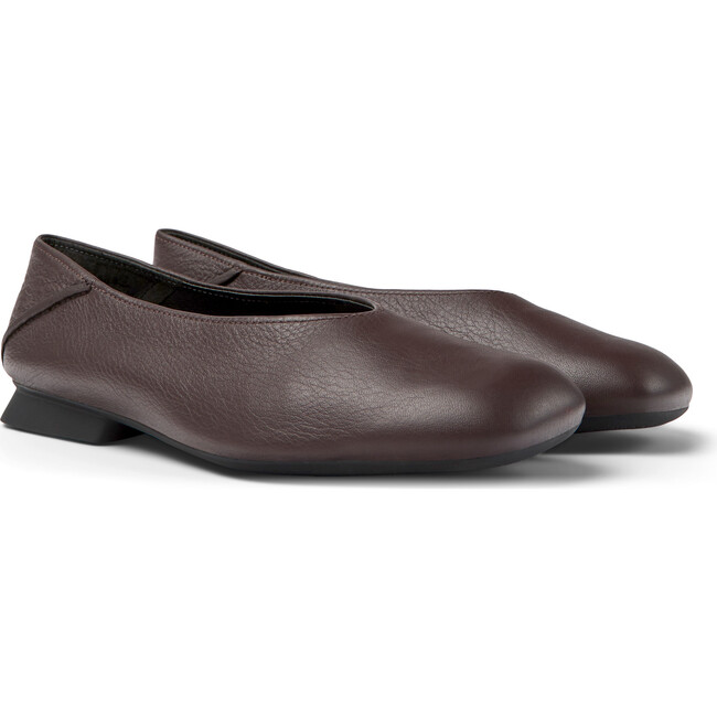 Women's Casi Myra Square Toe Ballerinas, Dark Brown - Flats - 2