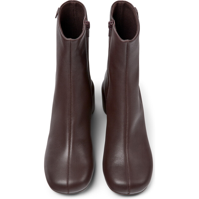 Women's Niki Zipped Block Heel Leather Boots, Burgundy