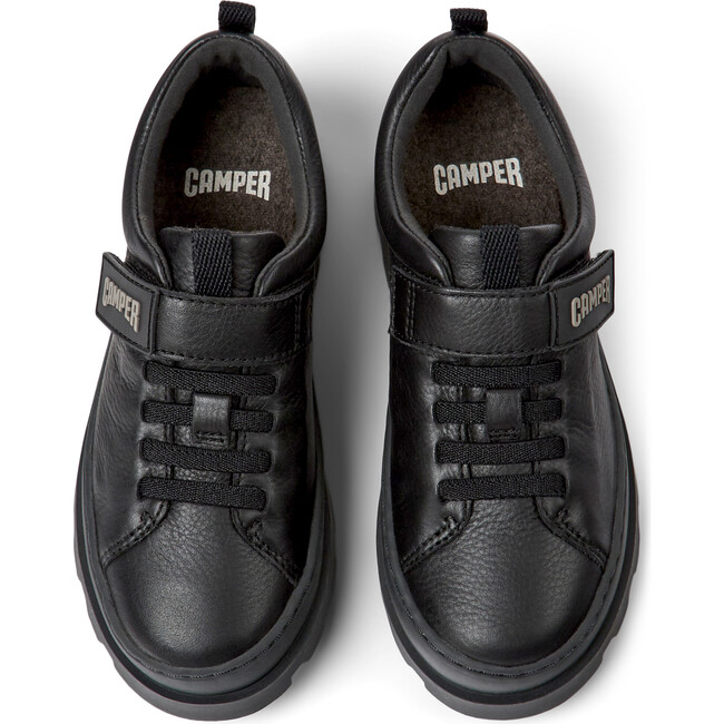 Brutus Velcro Strap Leather Sneakers, Black