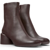Women's Niki Zipped Block Heel Leather Boots, Burgundy - Boots - 2