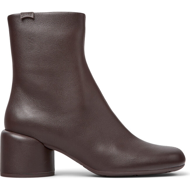 Women's Niki Zipped Block Heel Leather Boots, Burgundy - Boots - 3