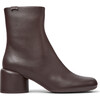 Women's Niki Zipped Block Heel Leather Boots, Burgundy - Boots - 3