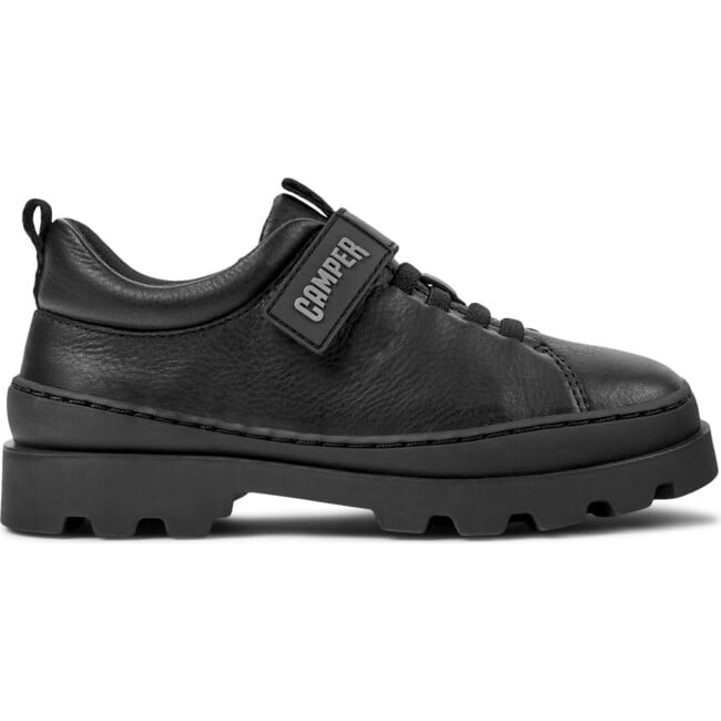 Brutus Velcro Strap Leather Sneakers, Black - Sneakers - 3