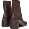 Women's Niki Zipped Block Heel Leather Boots, Burgundy - Boots - 5