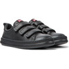 Runner Four 3-Velcro Strap Closure Leather Sneakers, Black - Sneakers - 2