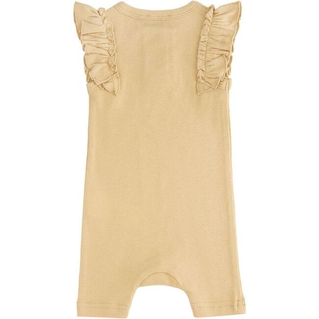 Mustard Ruffle Modal Romper, Yellow - Bodysuits - 2