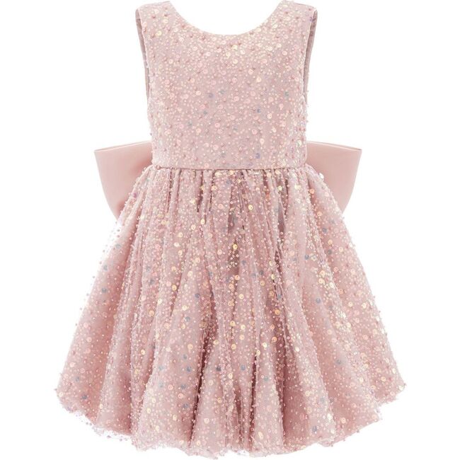 Peach Ainsley Sequin Bow Dress, Pink