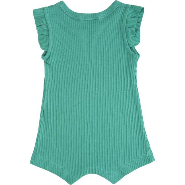 Turqoise Ruffle Sleeve Modal Romper, Green - Bodysuits - 2