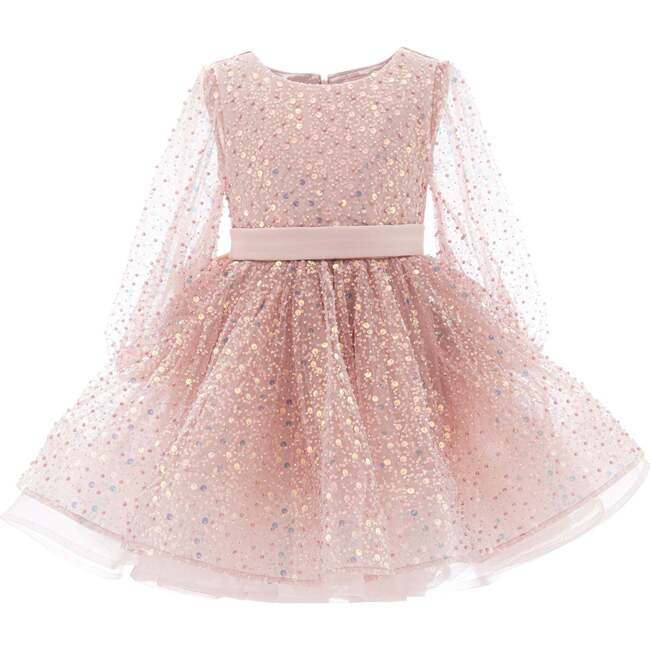 Peach Pradera Glimmer Tulle Bow Dress, Pink