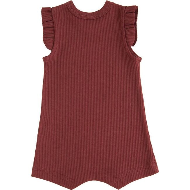 Burgundy Ruffle Modal Romper, Red - Bodysuits - 2