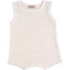 Striped Sleeveless Modal Romper, Beige - Bodysuits - 1 - thumbnail