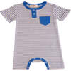 Striped Modal Pocket Romper, Blue - Bodysuits - 1 - thumbnail