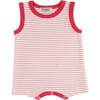 Striped Sleeveless Modal Romper, Red - Bodysuits - 1 - thumbnail