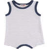 Striped Sleeveless Modal Romper, Navy - Bodysuits - 1 - thumbnail