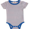 Striped Modal Babysuit, Blue - Bodysuits - 1 - thumbnail