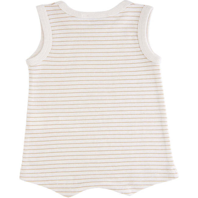 Striped Sleeveless Modal Romper, Beige - Bodysuits - 2