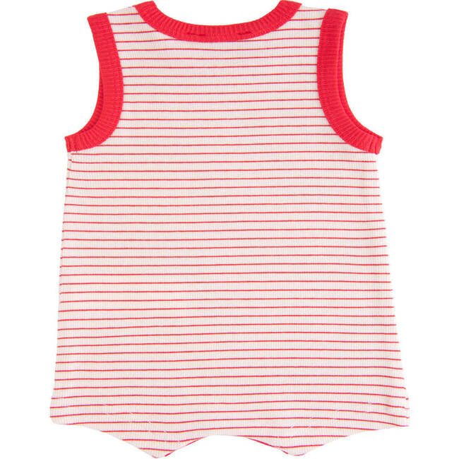 Striped Sleeveless Modal Romper, Red - Bodysuits - 2