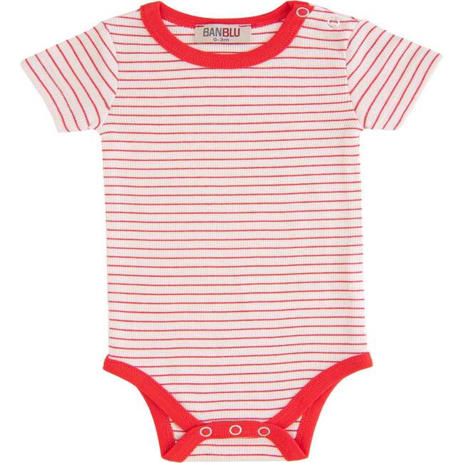 Striped Modal Babysuit, Red