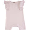 Rose Ruffle Modal Romper, Pink - Bodysuits - 1 - thumbnail