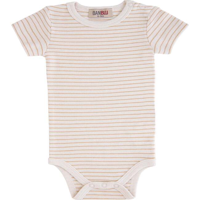 Striped Modal Babysuit, Beige