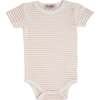 Striped Modal Babysuit, Beige - Bodysuits - 1 - thumbnail