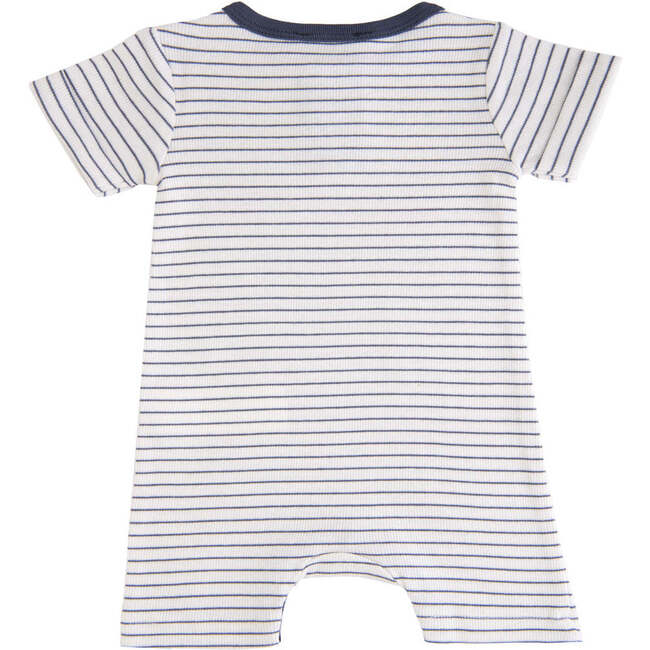 Striped Modal Pocket Romper, Navy - Bodysuits - 2