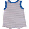 Striped Sleeveless Modal Romper, Blue - Bodysuits - 2