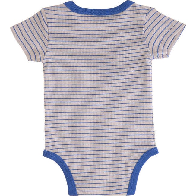 Striped Modal Babysuit, Blue - Bodysuits - 2