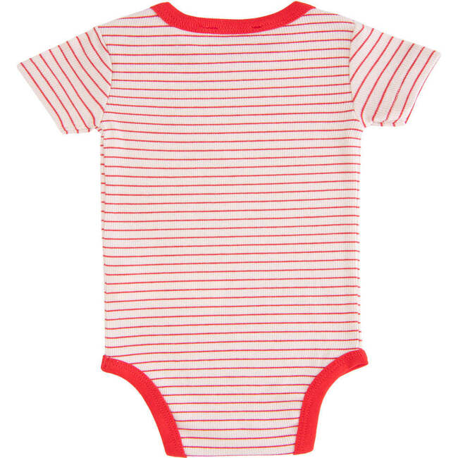 Striped Modal Babysuit, Red - Bodysuits - 2