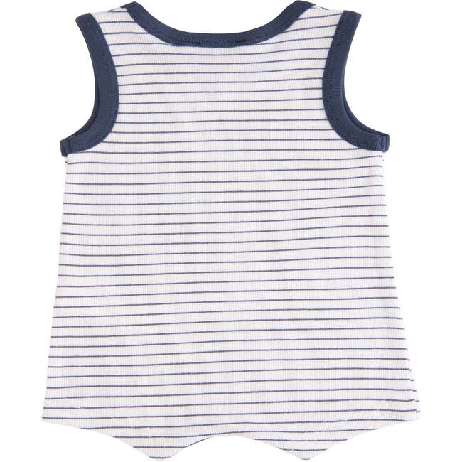 Striped Sleeveless Modal Romper, Navy - Bodysuits - 2