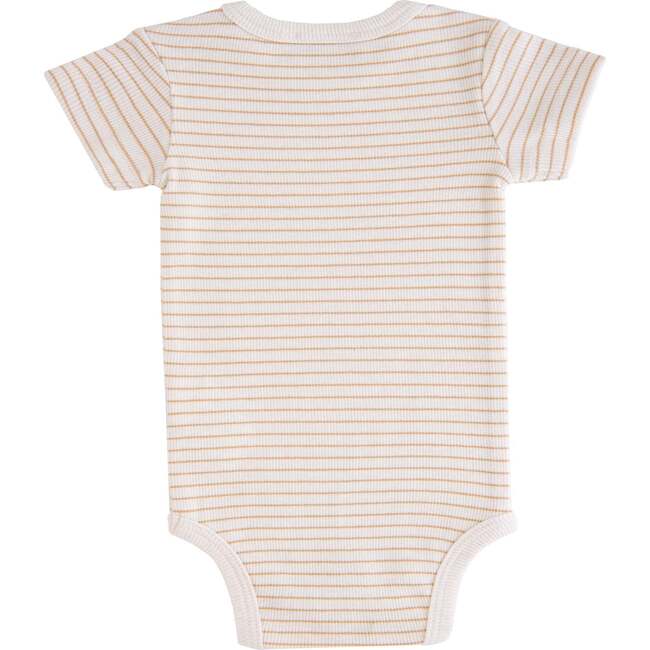 Striped Modal Babysuit, Beige - Bodysuits - 2