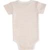 Striped Modal Babysuit, Beige - Bodysuits - 2