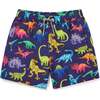 Vibrant Dino II Swim Trunks, Purple - Swim Trunks - 1 - thumbnail