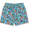 Tiki Masks II Swim Trunks, Blue - Swim Trunks - 1 - thumbnail