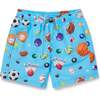 Sporty Balls Swim Trunks, Blue - Swim Trunks - 1 - thumbnail