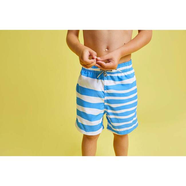 Double Stripe III Swim Trunks, Blue - Swim Trunks - 4