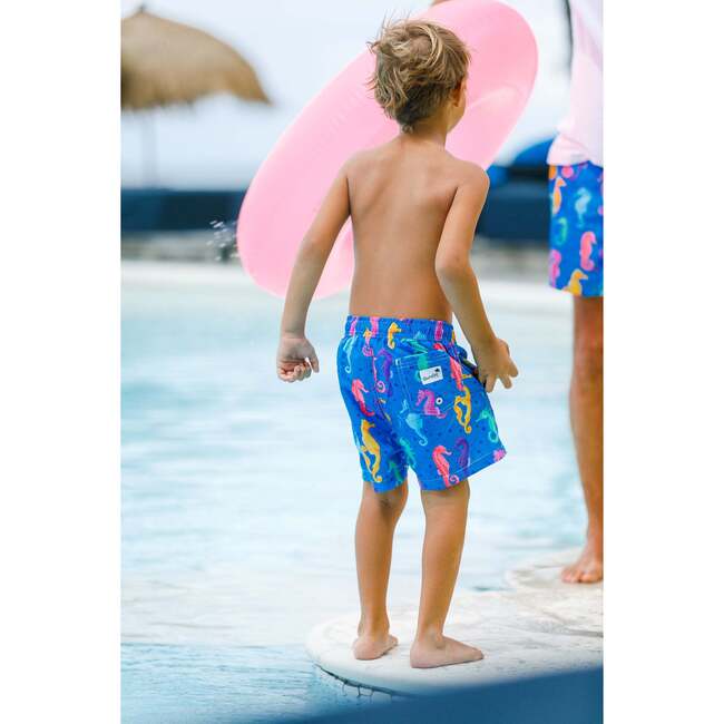 Seahorses II Swim Trunks, Blue